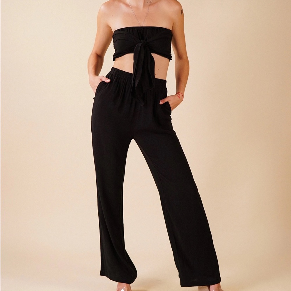 Black two piece pant set. Size small